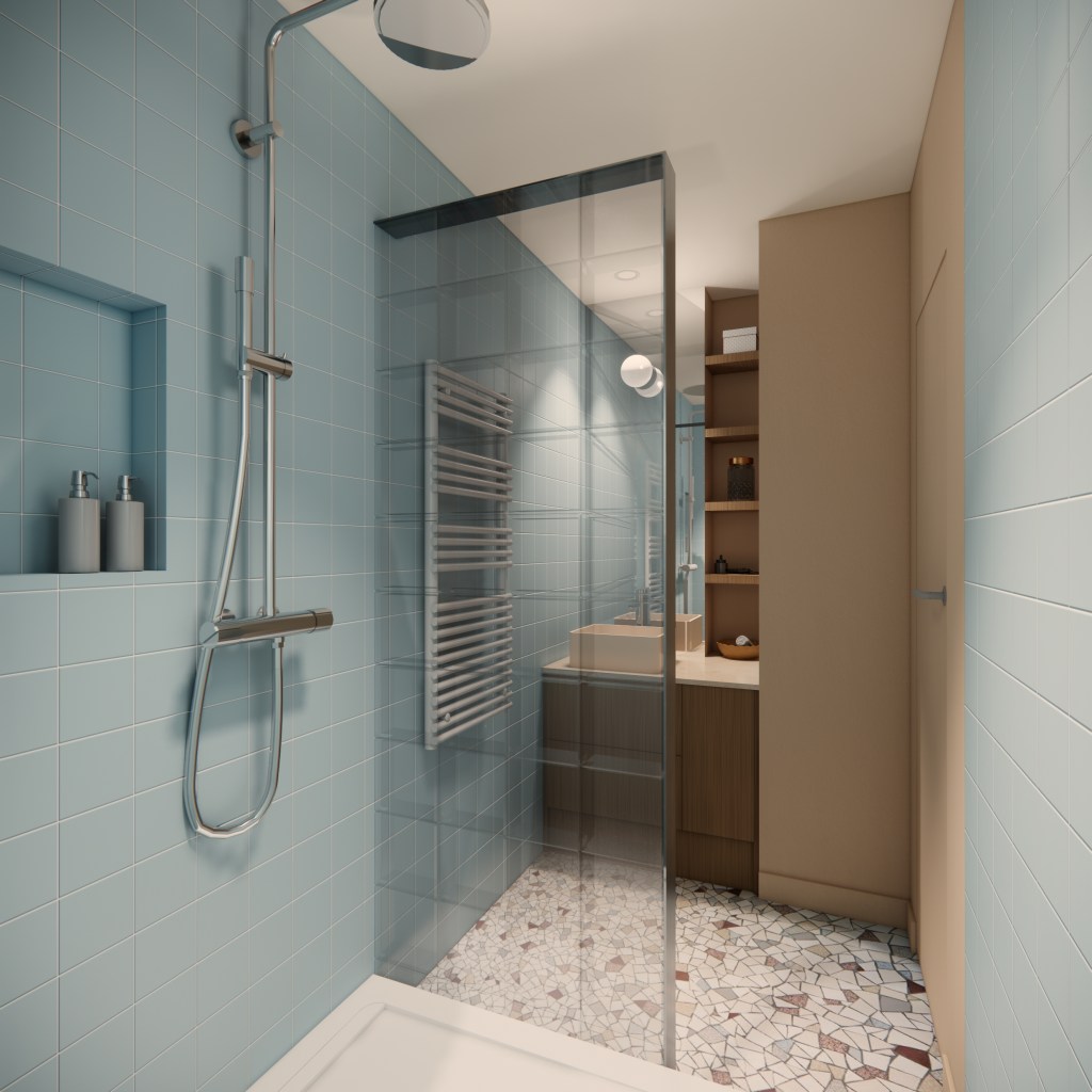 3D salle de bain rétro